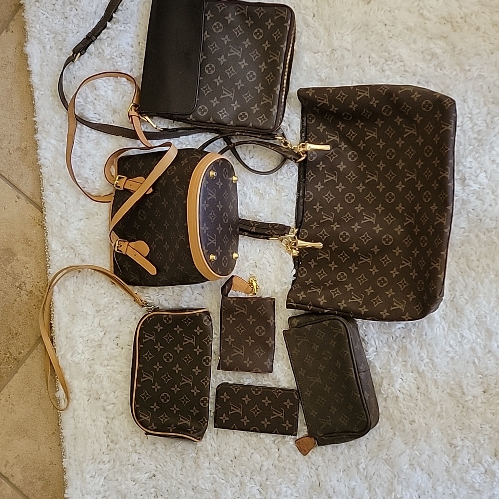 COPY - Handbags messenger bag clutch makeup bag purse tote brown 7 piece lot up…